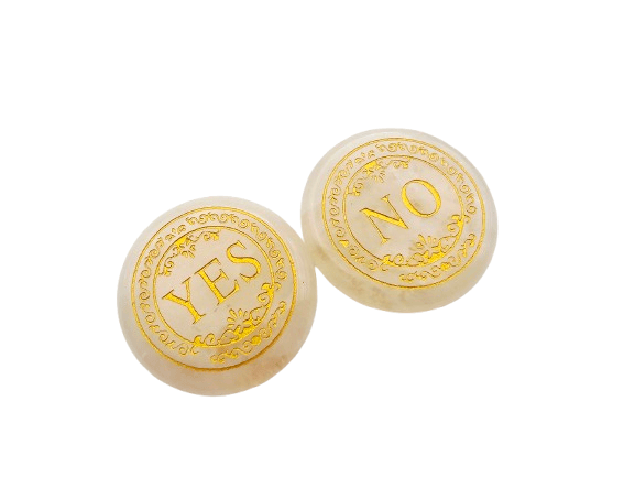Yes & No Decision Coin - Clear Quartz Yes & No Decision Coin - Clear Quartz