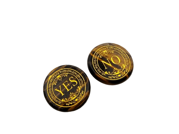 Yes & No Decision Coin - Tigers Eye Yes & No Decision Coin - Tigers Eye