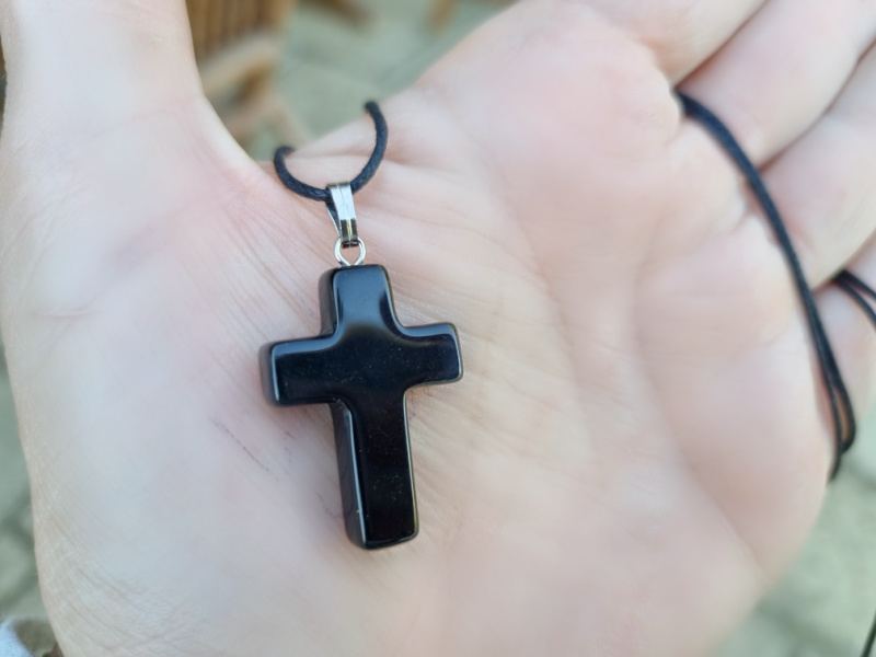 Black Onyx Cross Necklace Black Onyx Cross Necklace - Image 2